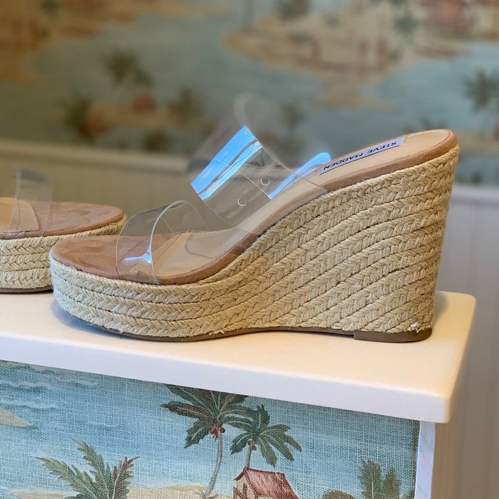 Steve Madden Wedges Clear Straps 8M/7.5M